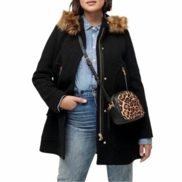 Black J.Crew Chateau parka in Italian stadium-cloth wool size 18 - Picture 3 of 7